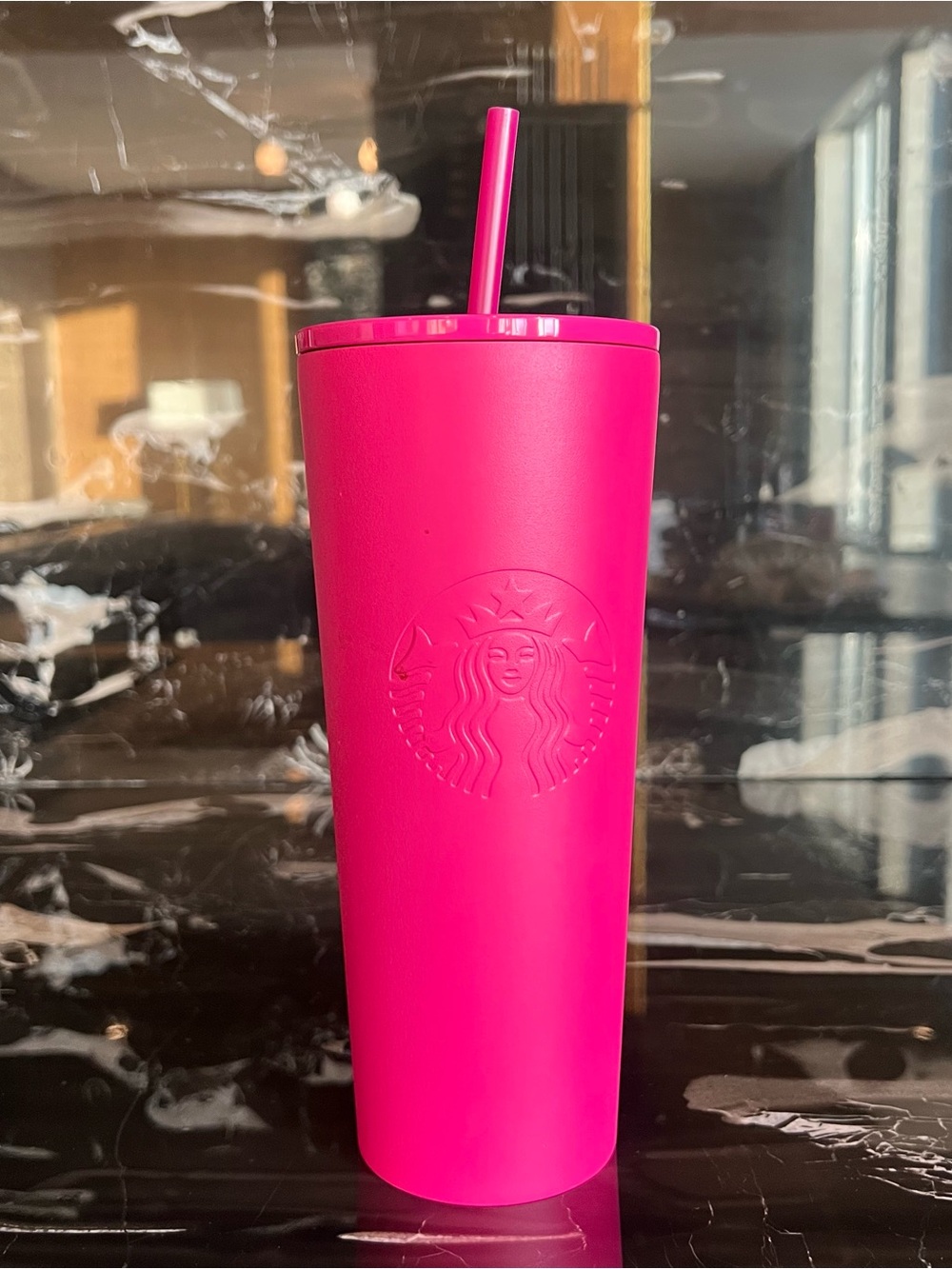 Starbucks Stainless Steel Tumbler Barbie Matte Hot Pink Embossed Siren Logo